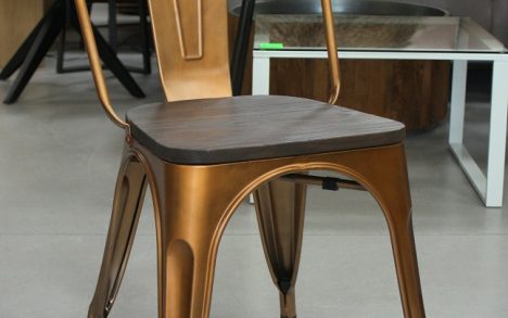 Stoel Tolix koper en hout
