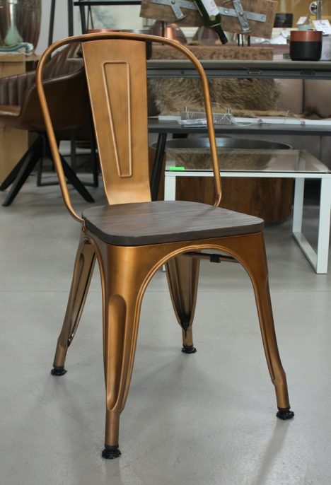 Stoel Tolix koper en hout
