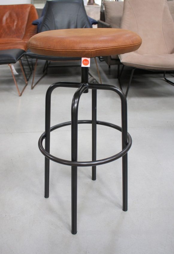 1f barstoelen Zipp Jess design metaal leer cognac Rawhide Wild Brown hal54-