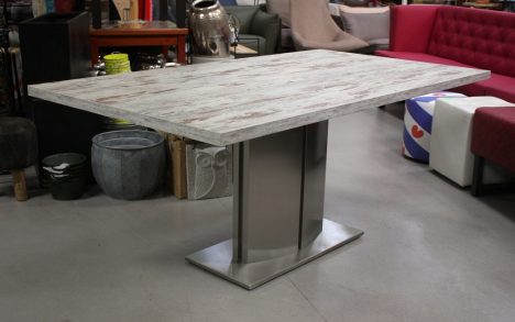 Eettafel geschuurd aluminium & melamine