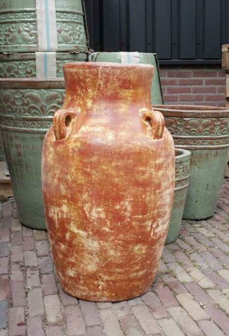 Kruik / amfora aardewerk geel/bruin