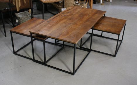 Salontafel rechthoekig (set van 3) naturel
