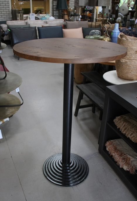 Bartafel / statafel metaal & hout Ø80 cm.