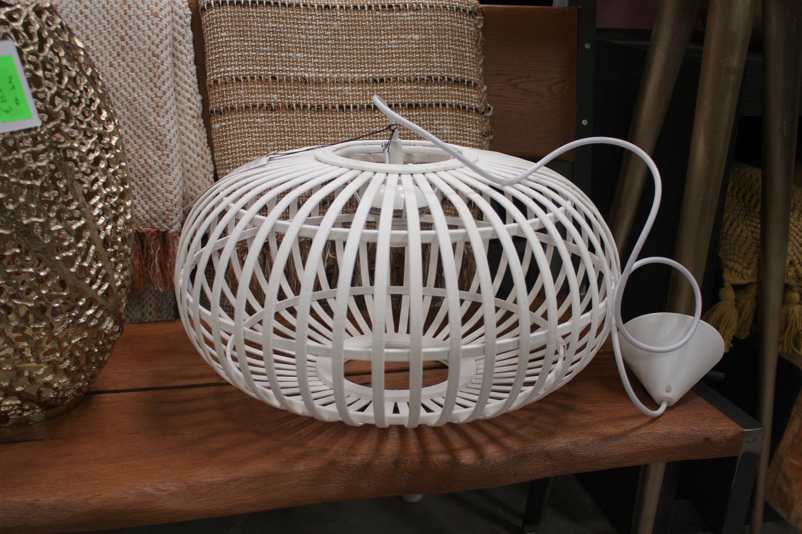 Hanglamp Bamboe ovaal Ø44 cm. wit