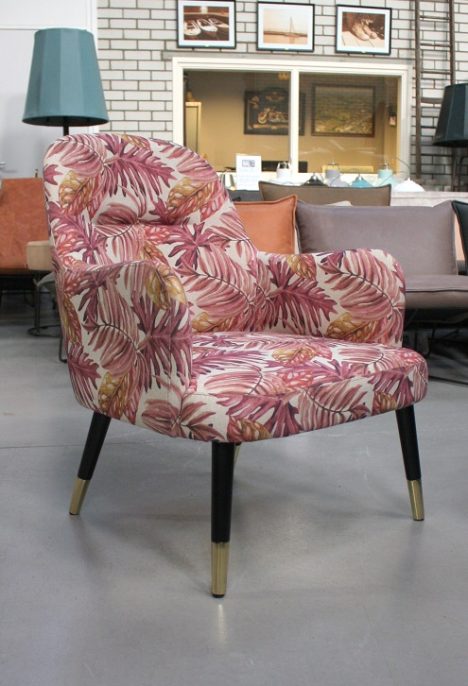 Fauteuil stof roze met dessin
