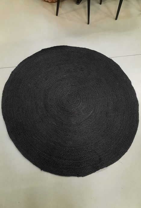 Vloerkleed Jute zwart Ø135