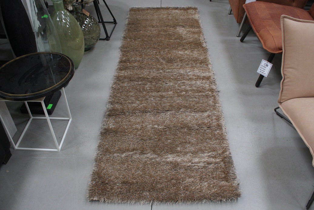 Vloerkleed Shaggy Brilliant taupe 80x250