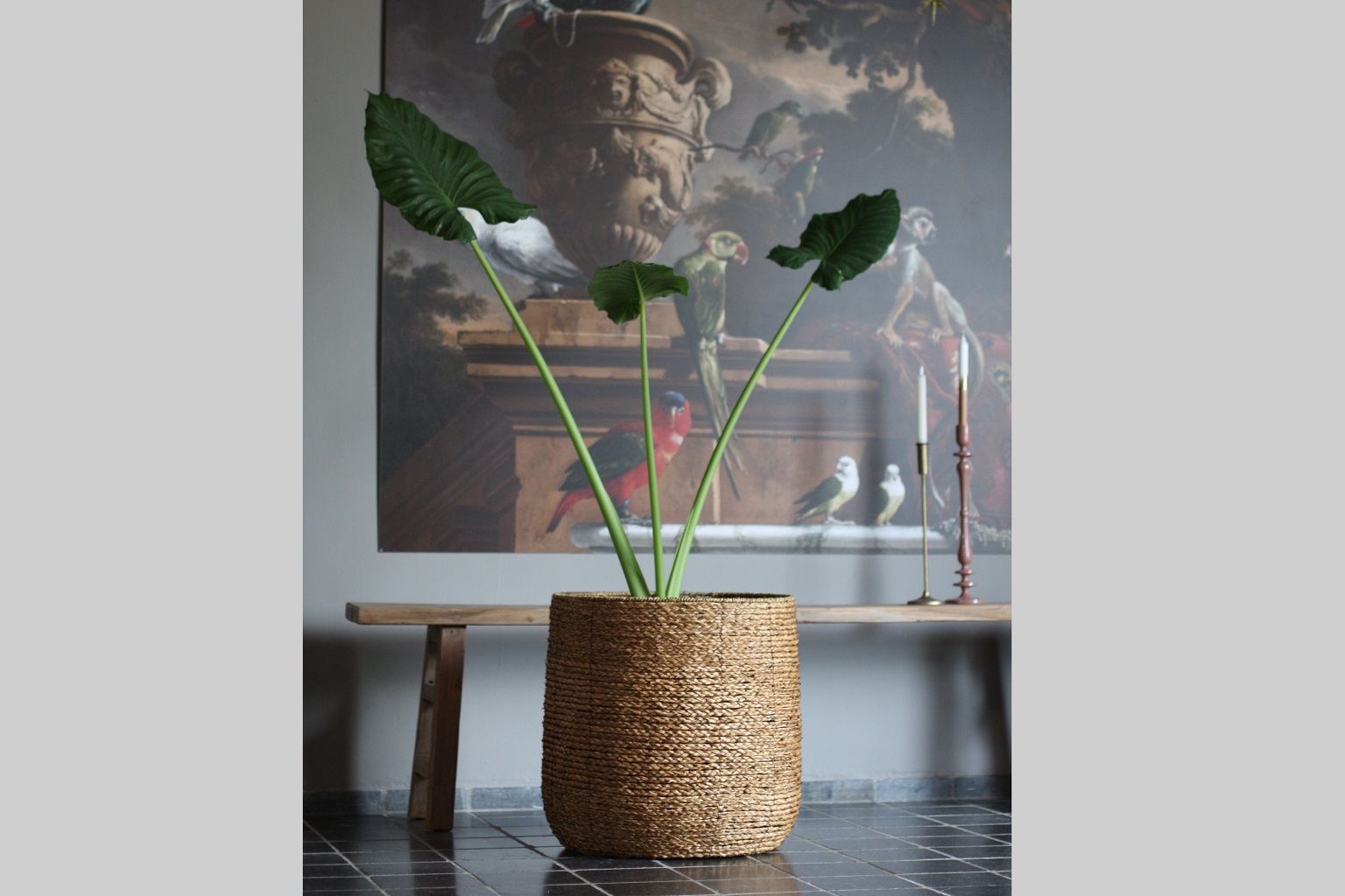 Rotan bloempot / mand Egg Ø53 cm.