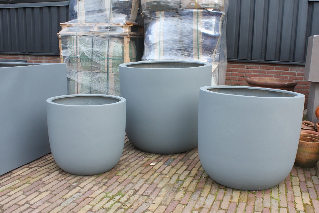 Bloempot Sydney Egg Pot Fiberstone Authentic Grey Ø95