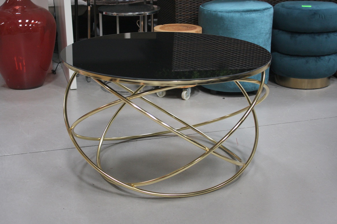 Salontafel Planet goud met spiegelglas