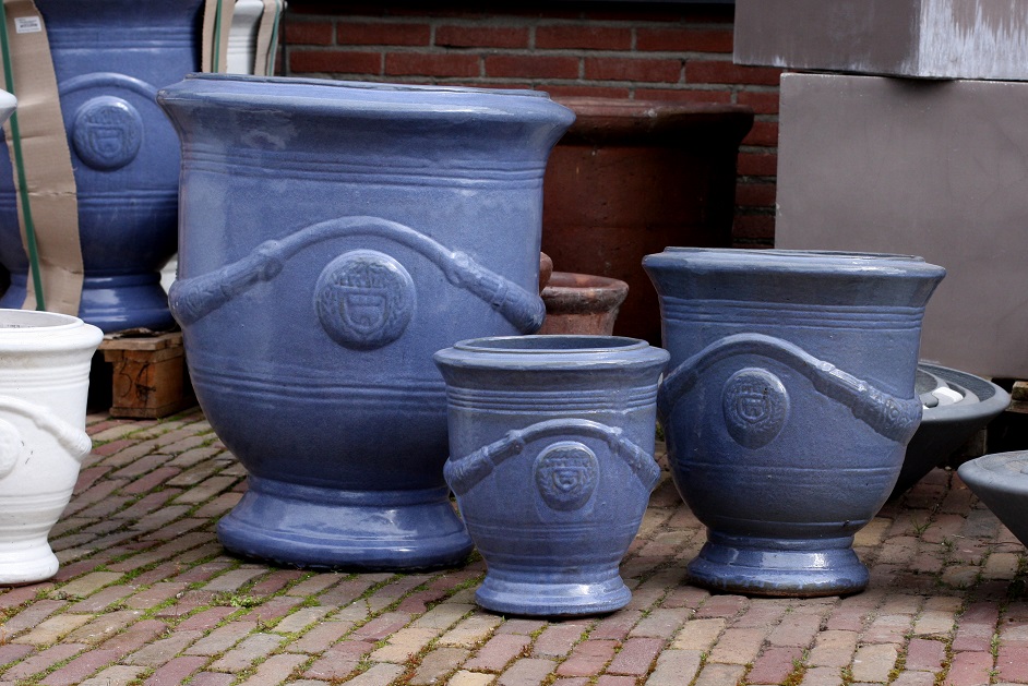 Bloempot Anduze geglazuurd blauw (maat L)
