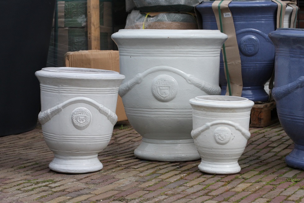 Bloempot Anduze geglazuurd wit (maat M)