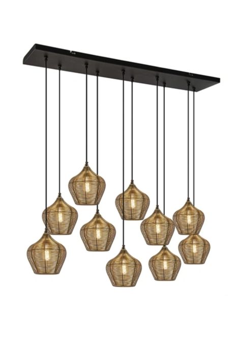 10 lichts hanglamp Alvaro antiek brons