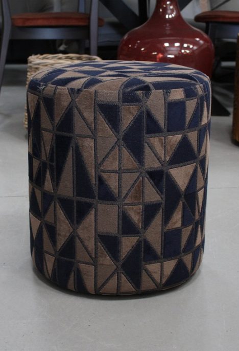 Poef rond stof donkerblauw / zand