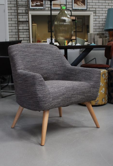 Fauteuil grijs gemeleerde stof