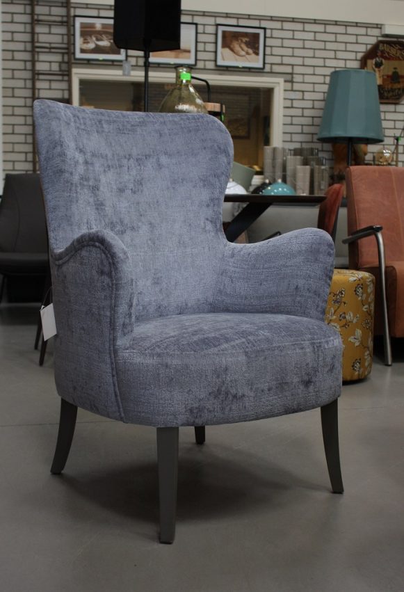 8 fauteuil oorfauteuil stof blauw velours hal54