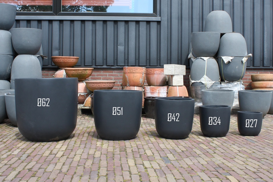Bloempot rond clayfibre antraciet Ø27 cm.