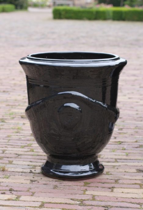 Bloempot Anduze geglazuurd zwart (maat S)