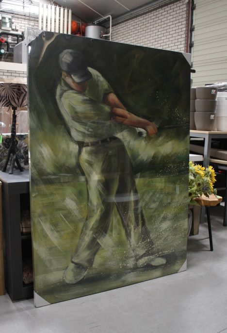 Canvas schilderij Golfer 120 x 165 cm.
