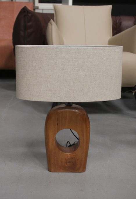 Tafellamp hout en stoffen lampenkap