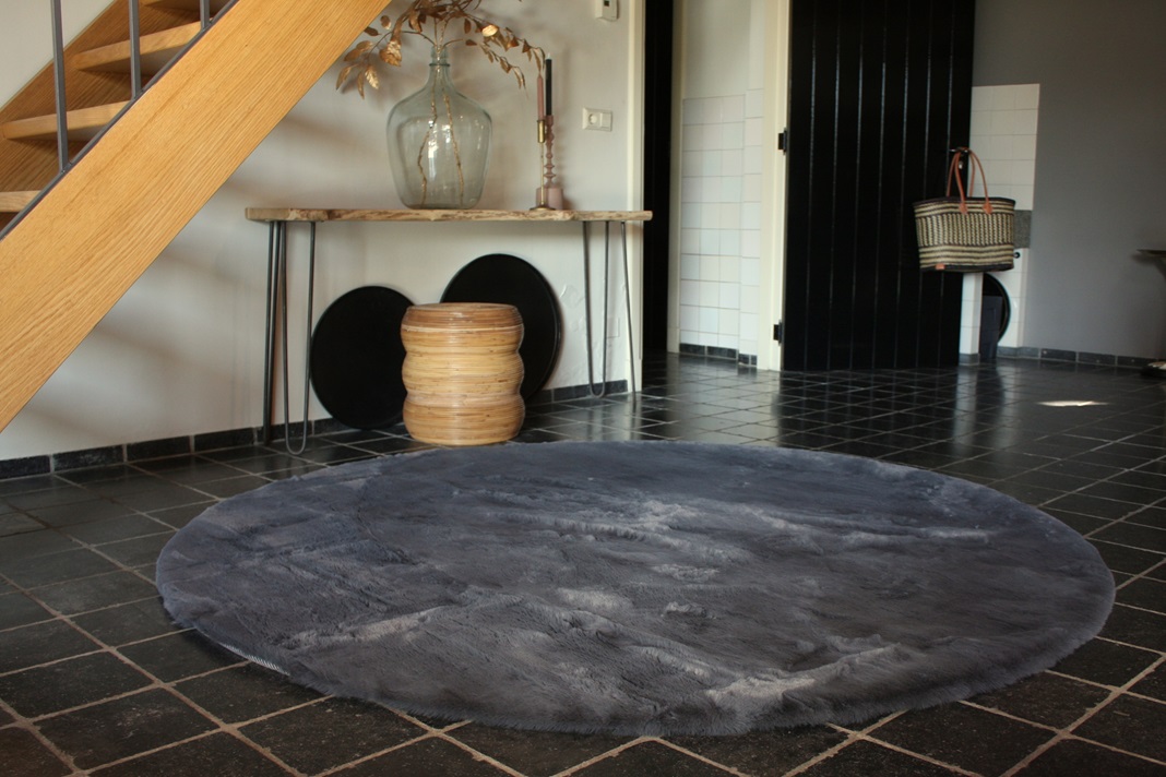 Vloerkleed Comfy Ø200 Dark Grey (gratis verzending)