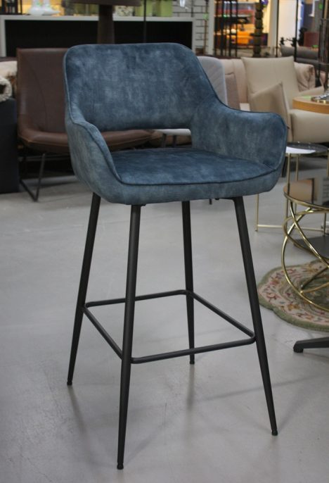 Barstoel Lynn velvet blauw