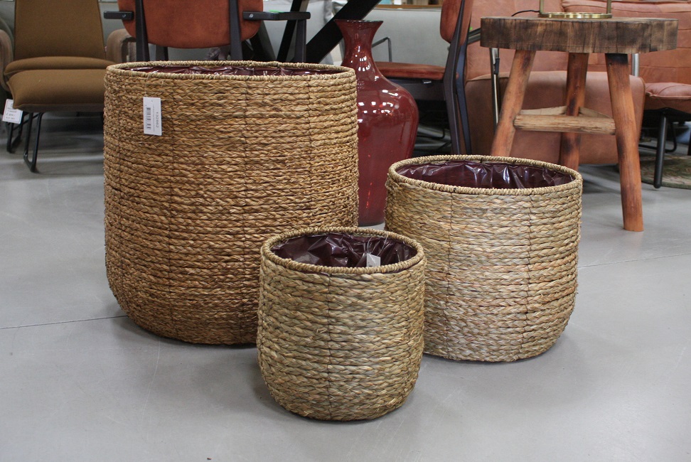 Rotan bloempot / mand Egg (set van 3)
