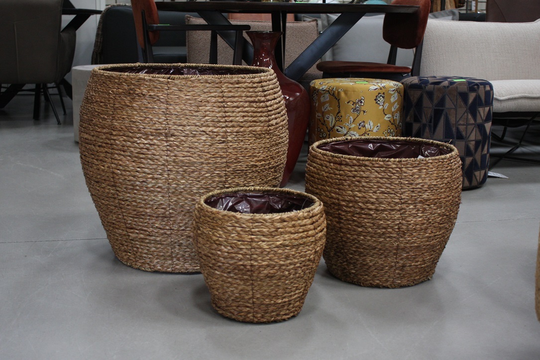 Rotan bloempot / mand Belly (set van 3)
