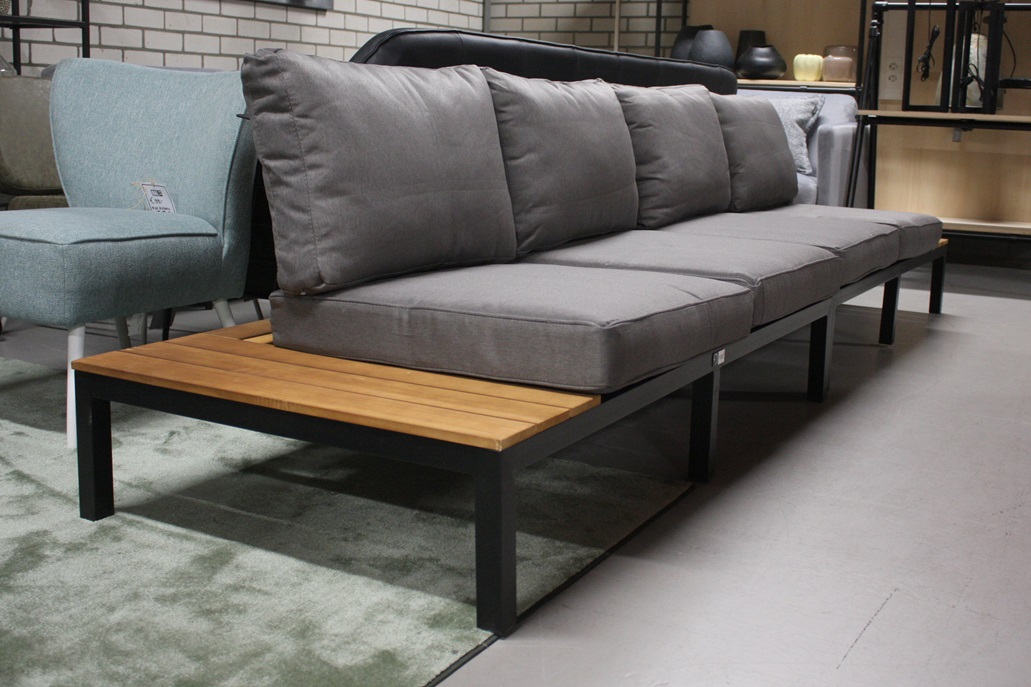 Loungebank: aluminium - acaciahout - stof
