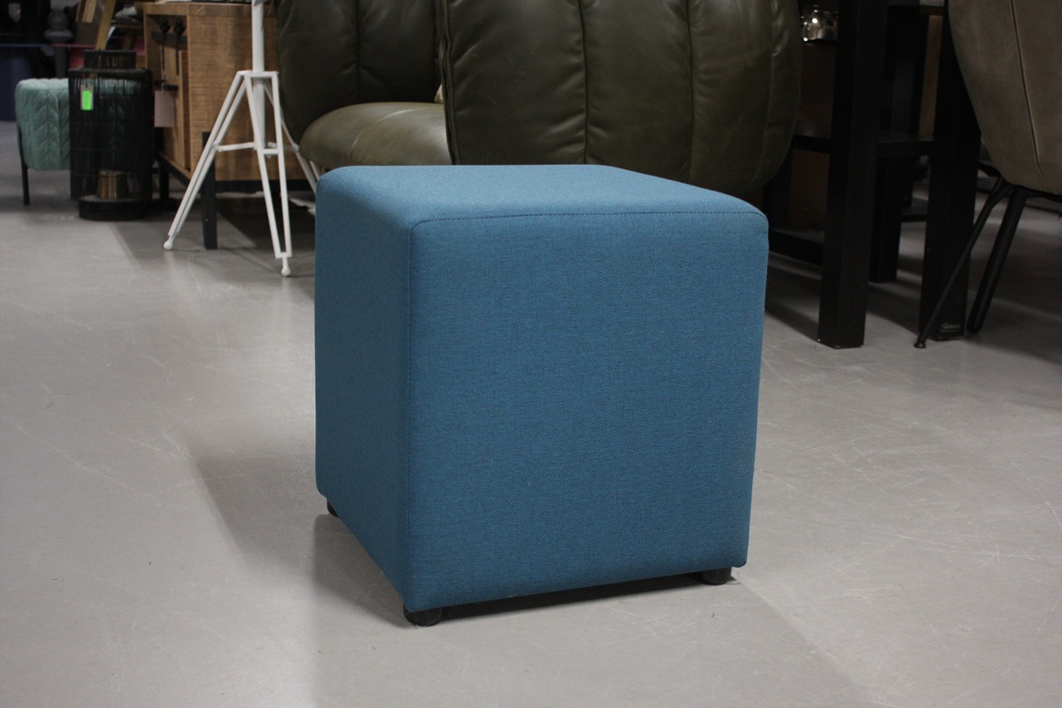 Poef / hocker vierkant blauwe stof
