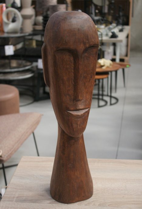 Decoratief houten beeld HEAD Light & Living 53 cm. hoog