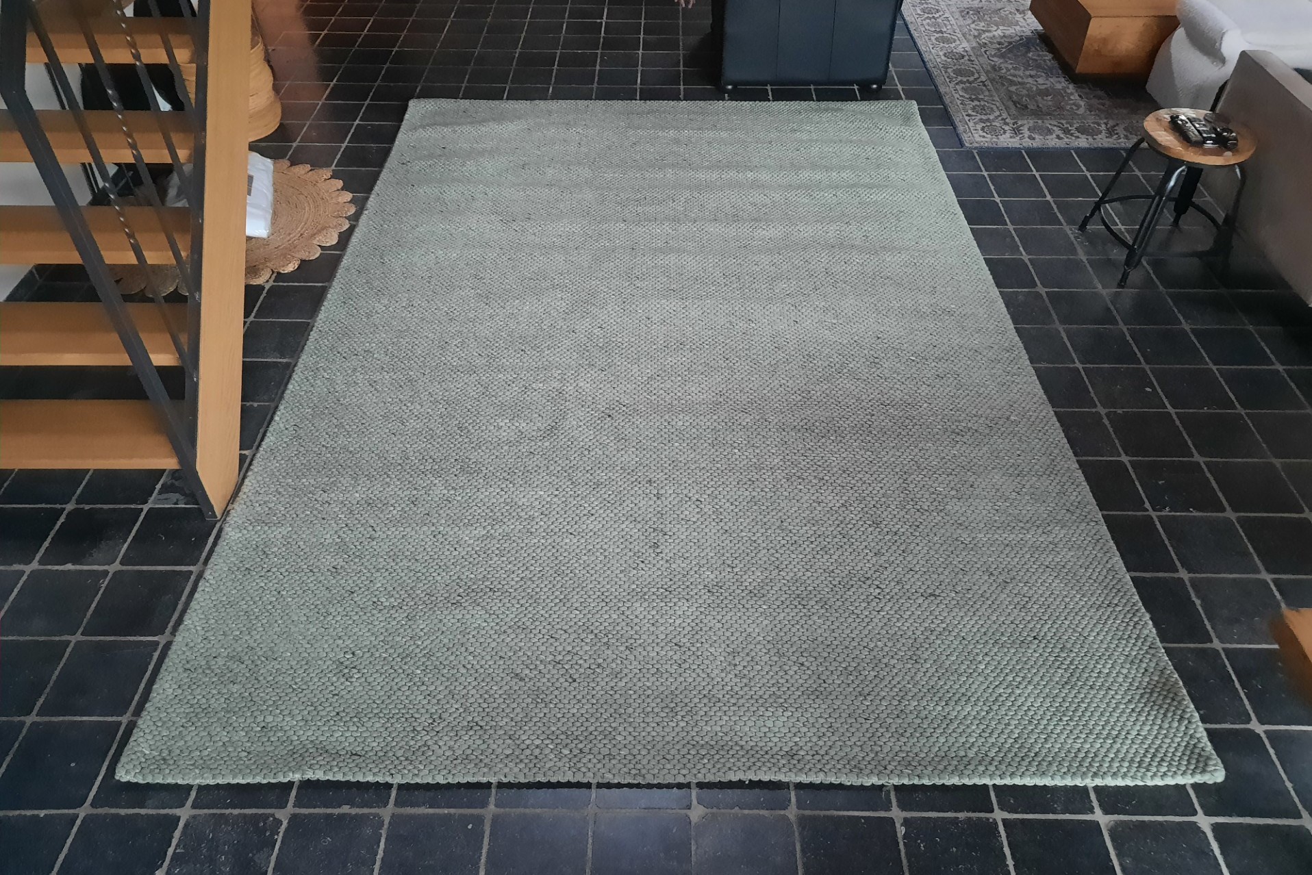 Vloerkleed Melange Mint + antislip onderkleed FRAAI 230x330