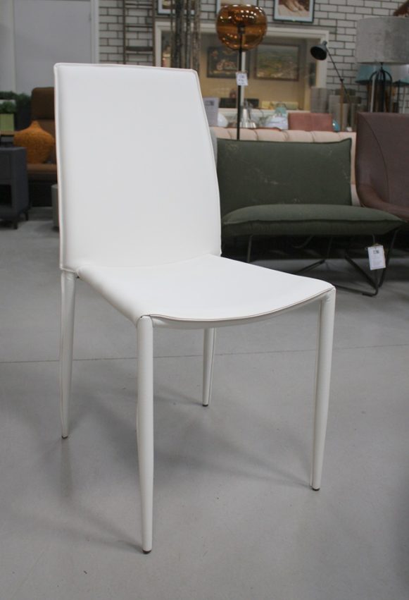 1 eetkamerstoelen wit kunstleer volledig gestoffeerd stapelbaar modern hal54
