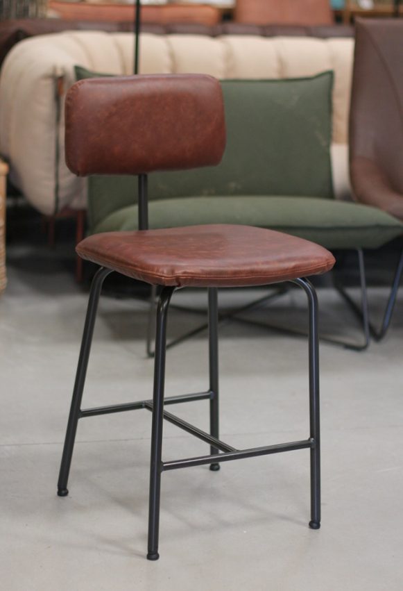 3m barstoelen Zipp Jess design metaal leer bruin cognac naturel hal54