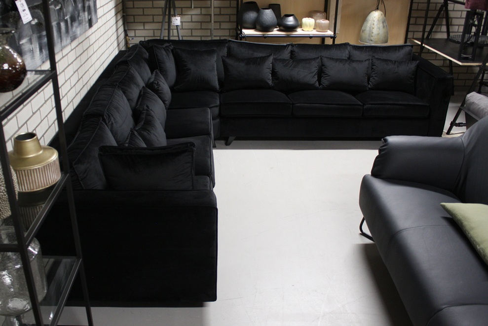 Hoekbank zwart velvet